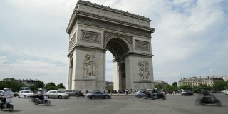 夏日里，巴黎凯旋门周围的交通状况