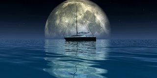 蓝月带帆船