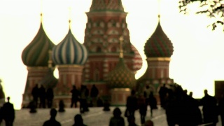红场，莫斯科，俄罗斯，圣巴西尔大教堂视频素材模板下载