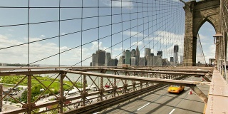 布鲁克林大桥交通高清延时。纽约