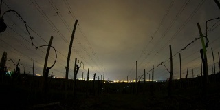 HD Motion Time-Lapse: Cloudscape Over Vineyard At Night