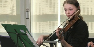 女小提琴家在音乐课上演奏