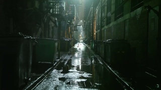 黑暗的城市小巷视频素材模板下载