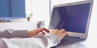 年轻的商业女性使用笔记本电脑