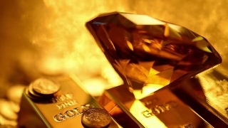 琥珀钻石和黄金资产视频素材模板下载