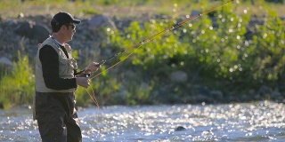 人飞在河里钓鱼