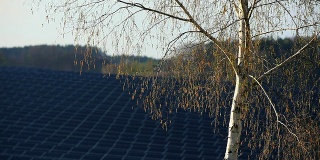 Spring Landscape with Solar Power Station (Rack Focus)