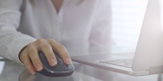 年轻的商业女性使用电脑鼠标
