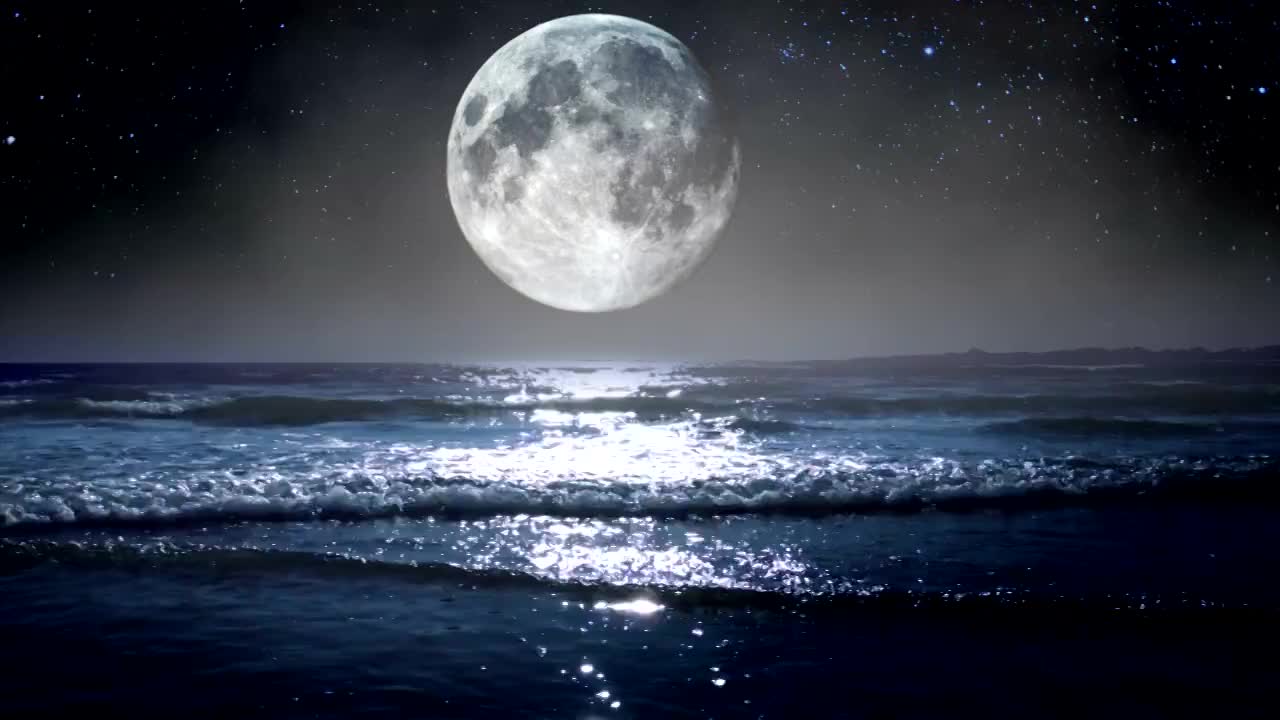 海上的大月亮。高清