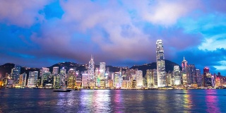 高清延时:黄昏时的香港天际线