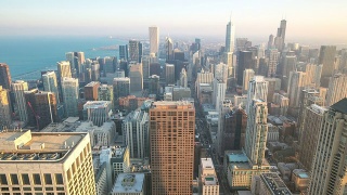 高清延时:空中芝加哥天际线城市景观美国视频素材模板下载