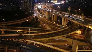 夜间上海高架路视频素材模板下载