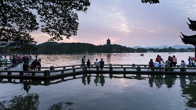日落时间在古桥西湖，中国