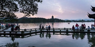 日落时间在古桥西湖，中国