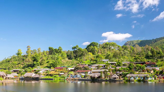 高清延时:秋湖与泰国Rak Thai云南村庄