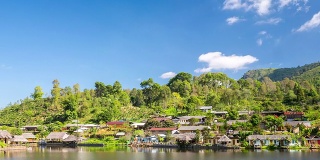 高清延时:秋湖与泰国Rak Thai云南村庄