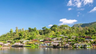 高清延时:秋湖与泰国Rak Thai云南村庄视频素材模板下载
