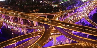 快速运动-上海高速公路夜间