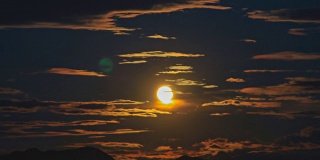 间隔拍摄:月亮上升。(放大)