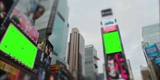 时代广场，纽约，曼哈顿，有追踪标记的Chromakey