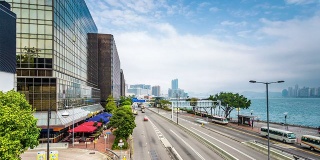 繁忙的交通和建筑在现代城市香港，hyper lapse。