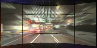快速城市夜间驾驶延时视频墙。高清