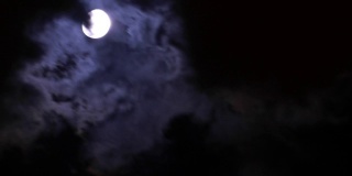 阴森森的月亮在掠过的云之间