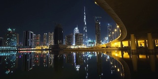 迪拜夜景与城市灯光