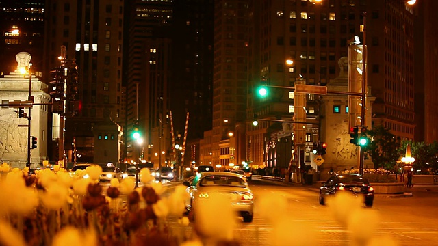 芝加哥市中心密歇根大道大桥夜景(高清1080p)