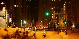 芝加哥市中心密歇根大道大桥夜景(高清1080p)