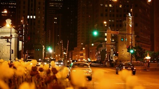 芝加哥市中心密歇根大道大桥夜景(高清1080p)视频素材模板下载