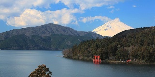 富士山和日本的阿立湖。