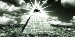 金字塔顶端有一只眼睛，一个美元符号