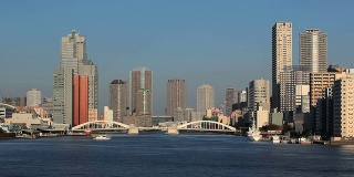 日本东京Kachidoki桥和Sumida河