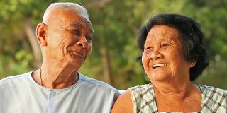 快乐的亚洲老年夫妇