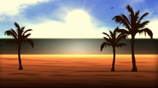 春天/夏天有棕榈树的海滩视频素材模板下载