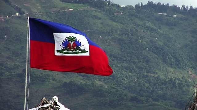 微风中飘扬的海地国旗