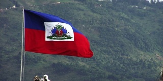 微风中飘扬的海地国旗