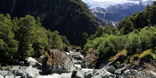 新西兰瓦纳卡的罗布罗伊冰川轨道上的河流