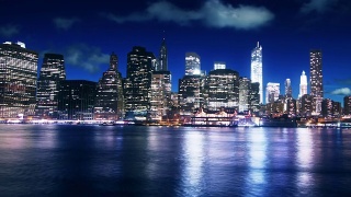 纽约曼哈顿夜晚时光流逝视频素材模板下载