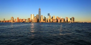 曼哈顿市中心天际线日落，高清视频