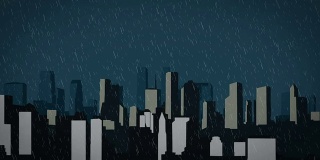 城市雨水动画