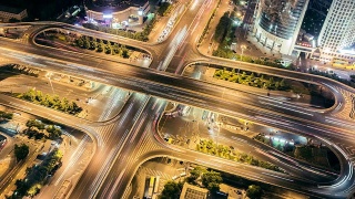北京中央商务区夜桥交通视频素材模板下载