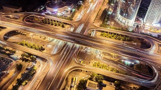 北京中央商务区夜桥交通视频素材模板下载