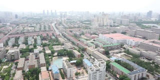 现代建筑鸟瞰图和天津城市景观，实时。