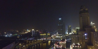 现代建筑鸟瞰图和天津城市夜景，实时。