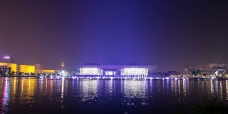 天津音乐喷泉夜景，时光流逝。