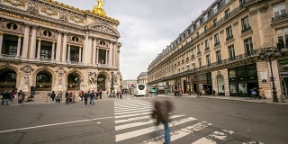 高清延时:巴黎歌剧院拥挤的行人