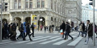 维也纳城市行人交通。