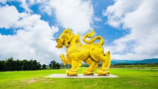 大型金狮雕像视频素材模板下载